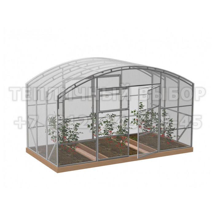 Теплица из поликарбоната Усиленная Прямостенная 5х2 h=2.4 м профиль 20х40 мм