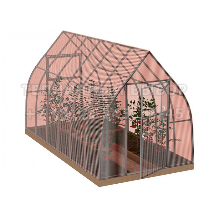 Теплица из поликарбоната-фито Усиленная Капелька 2,1х4 h=2.3 м профиль 25х25 мм