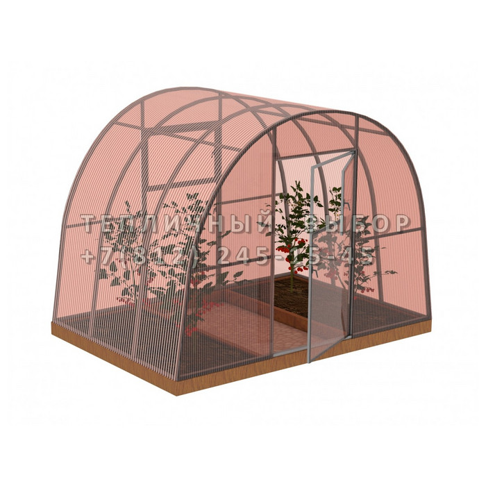 Теплица из поликарбоната-фито Усиленная Арочная 2,5х2 h=2 м профиль 20х20 мм